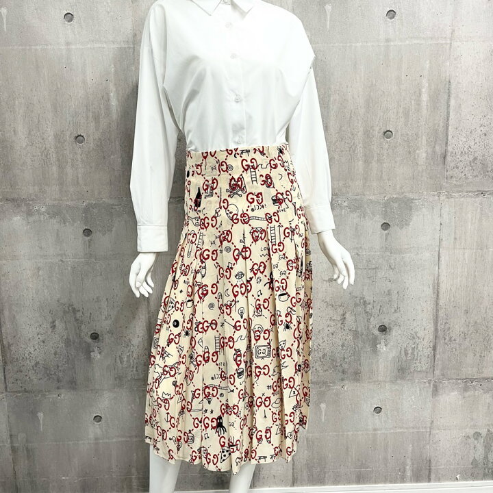 楽天市場】グッチ スカート レディース GGゴースト プリーツ ロング丈  