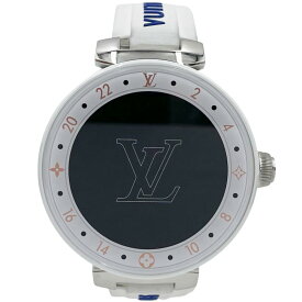 【スーパーセール】 ルイヴィトン 腕時計 メンズ タンブール　ホライゾンV2 スマートウォッチ デジタル QZ 文字盤 SS LOUIS VUITTON QA080 自動巻き ステンレススチール ラバー ホワイト 白【中古品】