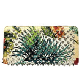 クリスチャンルブタン 長財布 レディース ハワイ パネトーネ スタッズ ロングウォレット ラウンドファスナー Christian Louboutin 1165145 レザー マルチカラー ゴールド金具【中古品】