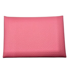 エントリーでポイント10倍！ エルメス コインケース ユニセックス カルヴィ デュオ 小銭入れ カードケース 小物 メンズ レディース 男女兼用 HERMES B刻印 ヴォーエプソン ピンク シルバー金具 美品2023年【中古品】