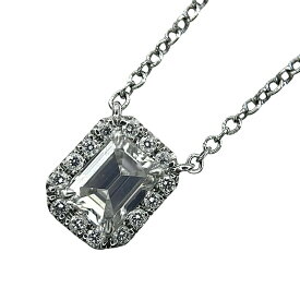 ティファニー ネックレス レディース ソレスト エメラルドカット ペンダント ジュエリー アクセサリー TIFFANY&Co. Pt950プラチナ ダイヤモンド0.45ct 約3.0g【中古品】