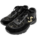 【30%OFF】 シャネル スニーカー レディース ローカットスニーカー ココマーク ツイード サイズ35 ファッションアイテム CHANEL G34360 レザー キャンバス スエード ブラック 黒 ゴールド 秋 冬【中古品】