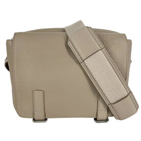 【エントリーでポイント10倍！】 ロエベ ショルダーバッグ メンズ アナグラム ミリタリー メッセンジャーバッグ XS 肩掛け 斜め掛け LOEWE レザー ベージュ シルバー金具【中古品】