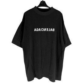 バレンシアガ 半袖Tシャツ メンズ ミラー ロゴ 服 トップス アパレル BALENCIAGA M 764235 ブラック 黒 コットン 春 夏 美品【中古品】