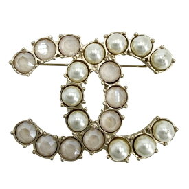【エントリーでポイント10倍】 シャネル ブローチ レディース ココマーク アクセサリー CHANEL GP フェイクパール F18V ホワイト 白 ピンク 約22.2g2018年【中古品】