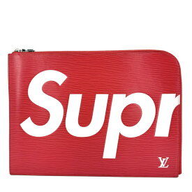 【大売出し】 ルイヴィトン クラッチバッグ メンズ エピ ポシェット・ジュールGM シュプリームコラボ Supreme セカンドバッグ LOUIS VUITTON M67722 レッド 赤 ホワイト 白 シルバー金具【中古品】