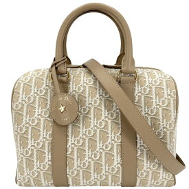 クリスチャンディオール 2WAY レディース グルーヴ 25 ミディアム オブリーク ハンドバッグ ショルダーバッグ 肩掛け 斜め掛け Groove 25 Christian Dior キャンバス レザー ベージュ ゴールド金具【中古品】