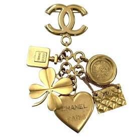 エントリーでポイント10倍 シャネル ブローチ レディース アイコン ココマーク クローバー ハート マトラッセ ヴィンテージ CHANEL GP 96P ゴールド 約74.7g1996年【中古品】