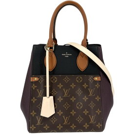 ルイヴィトン 2WAY レディース フォールドトートMM ハンドバッグ ショルダーバッグ 肩掛け 斜め掛け トートバッグ LOUIS VUITTON M45409 モノグラムキャンバス ブラウン 茶 ブラック 黒 ゴールド金具【中古品】