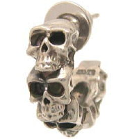 ラスティ"ロール"スカル シルバーピアス