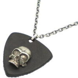 ラスティ スカル レザー& シルバーペンダント