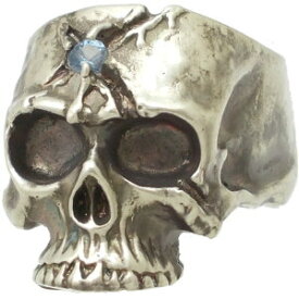 (12月)タンザナイトラスティ"ダメージ"スカル シルバーリング（指輪）誕生石