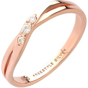 ピンクゴールドコート ジルコニア クロッシング シルバーリング(指輪)*FREE STYLE(フリースタイル)