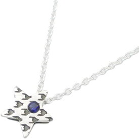 (9月)サファイア スター チドリ (千鳥格子) シルバー ペンダント チャーム*SWANKY(スワンキー)誕生石