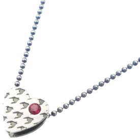 (7月)ルビー ハート チドリ (千鳥格子) シルバー ペンダント チャーム*SWANKY(スワンキー)誕生石