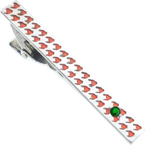 (5月)エメラルドグラス レッド チドリ シルバー 925 ネクタイピン*SWANKY(スワンキー) 誕生石