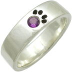 (2月)アメジスト シルバー 肉球 リング（指輪） 誕生石ネコ 猫 キャット