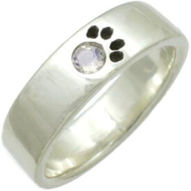 (6月)ブルームーンストーン シルバー 肉球 リング（指輪） 誕生石ネコ 猫 キャット