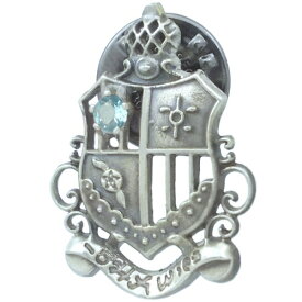 (11月)ブルートパーズ シールド エンブレム シルバーピンバッジ ピンズ 誕生石