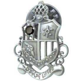 ブラックジルコニア シールド エンブレム シルバーピンバッジ ピンズ