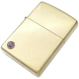 (2月)アメジスト ツイスト フラワー ブラスジッポ 誕生石