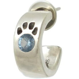 (3月)アクアマリン肉球 シルバーピアス ネコ 猫 キャット 誕生石