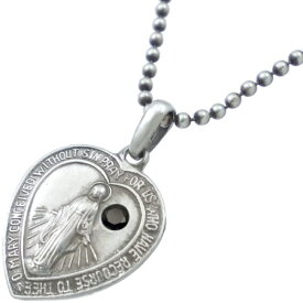 ブラックCZ ハート マリア シルバーペンダントトップ