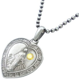 イエローCZ ハート マリア シルバーペンダントトップ