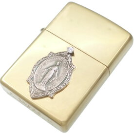 (4月)ジルコニア フレーム マリアメダイ ブラスジッポ 誕生石