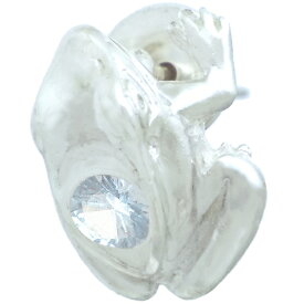 (3月)アクアマリン ホワイト フロッグ シルバーピアス 誕生石