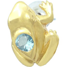 (11月)ブルートパーズ ゴールドコート フロッグ シルバーピアス 誕生石