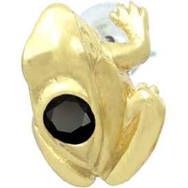 ブラックジルコニア ゴールドコート フロッグ シルバーピアス