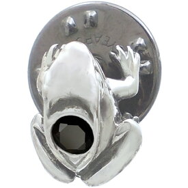 ブラックジルコニア ブラック フロッグ シルバーピンバッジ ピンズ