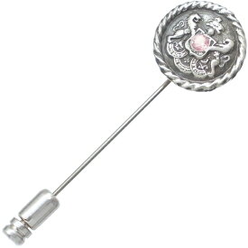 (10月)ピンクトルマリン アンティーク エンブレム シルバーラペルピン 誕生石