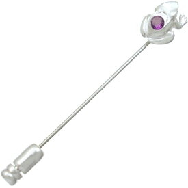 (2月)アメジスト ホワイト フロッグ シルバーラペルピン誕生石