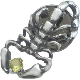 (8月)ペリドット スコーピオン シルバーピンバッジ ピンズ 誕生石