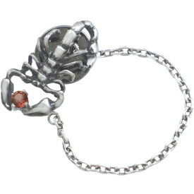 (1月)ガーネット スコーピオン チェーン シルバーピンバッジ ピンズ 誕生石