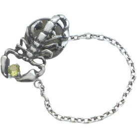 (8月)ペリドット スコーピオン チェーン シルバーピンバッジ ピンズ 誕生石