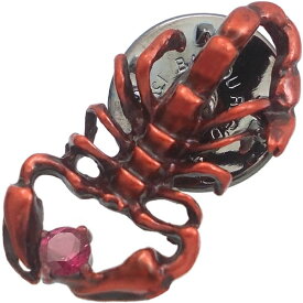 (7月)ルビー レッド スコーピオン シルバーピンバッジ ピンズ 誕生石