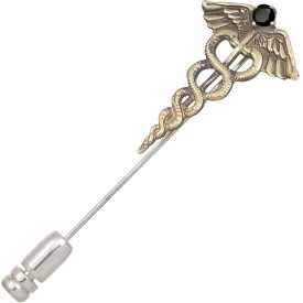 ブラックジルコニア アンティークゴールド ケーリュケイオン シルバーラペルピン