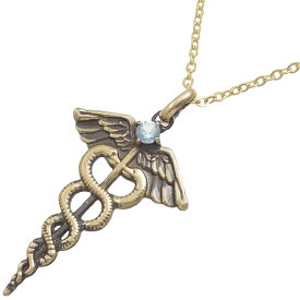 (12月)タンザナイト アンティークゴールド ケーリュケイオン シルバーペンダントネックレス 誕生石