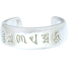 ホワイト 六字大明呪 梵字 シルバーイヤーカフ 六字真言 お守り イヤーカフス