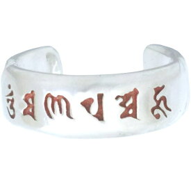 朱色 六字大明呪 梵字 シルバーイヤーカフ 六字真言 お守り イヤーカフス