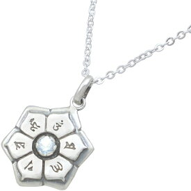 (3月)アクアマリン ブラック 六字大明呪 梵字 シルバー ペンダントネックレス 誕生石 六字真言 お守り