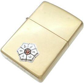 (1月)ガーネット センター ブラック 六字大明呪 梵字 ブラスジッポ 誕生石 六字真言 お守り