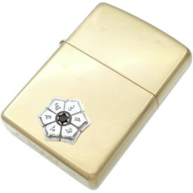 ブラックCZ センター ブラック 六字大明呪 梵字 ブラスジッポ 六字真言 お守り