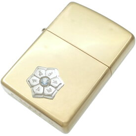 (12月)タンザナイト センター ホワイト 六字大明呪 梵字 ブラスジッポ 誕生石 六字真言 お守り