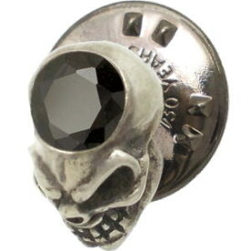 ブラックジルコニア スカル ヘッド シルバーピンバッジピンズ