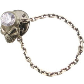 ラベンダージルコニア スカル ヘッドチェーン シルバーピンバッジピンズ