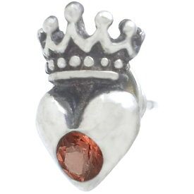 (1月)ガーネット ハートクラウン シルバーピアス 誕生石